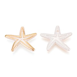 Белый Абс пластиковые жемчужные бисера, морская звезда, золотой металл обвитыми, с половиным покрытием, белые, 20x23x3 мм, отверстие : 1.4~1.8 мм, Около 1250 шт / 500 г