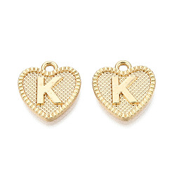 Letter K Подвески из сплава , без кадмия, без никеля и без свинца, сердце с письмом, реальный 18 k позолоченный, letter.k, 16x15x2 мм, отверстие : 2 мм