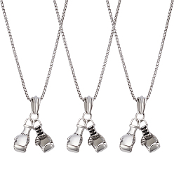 Античное Серебро 4 шт. ожерелья с подвесками из сплава перчаток, с железными цепями, античное серебро, 24.25 дюйм (61.6 см)