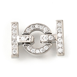 Платина Реечное покрытие латунь микро паве прозрачный кубический цирконий складные застежки, долговечный, без свинца и без кадмия, круглые кольца, платина, 13 мм