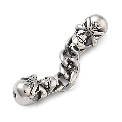 Античное Серебро 304 подвески-цепочки с черепами из нержавеющей стали на Хэллоуин, для изготовления кожаных браслетов, античное серебро, 58 мм, отверстие : 1.8 мм