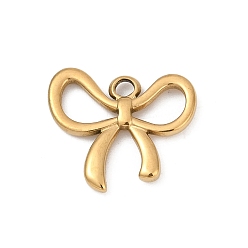 Настоящее золото 18K 304 подвески из нержавеющей стали, ионное покрытие (ip), очарование бантом, реальный 18 k позолоченный, 16x19x2 мм, отверстие : 2 мм