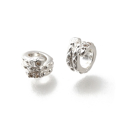 Посеребрённый Латунные микро проложить кубического циркония бусы, без кадмия, без никеля и без свинца, змея, 925 серебро покрытием, 7x5 мм, отверстие : 3.5 мм