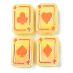 Золотистый УФ-покрытие Радужные радужные акриловые эмалевые бусины, покер, золотые, 25.5x18.5x8.5 мм, отверстие : 4 мм