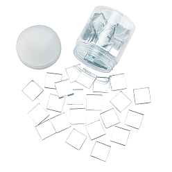 Прозрачный Зеркальная стеклянная мозаика, для украшения дома поделки изготовление ювелирных изделий, квадратный, прозрачные, 23x23x3.5 мм