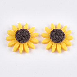 Gold Resin Cabochons, Sunflower, Gold, 27~28x7.5mm