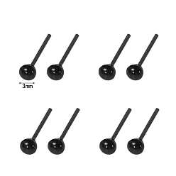 Black Mini Black Glass Eyes Kits, Glass Eyes on Wire Pin, for Wool Felt Dolls Makings, Black, 3mm, 100pcs/bag