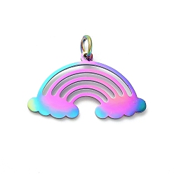 Rainbow Color 304 подвески из нержавеющей стали, радужные прелести, с целью перехода в кольце, Радуга цветов, 13.5x23x1 мм, отверстие : 3 мм