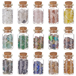 Mixed Stone DIY 180g 15 Style Natural Mixed Gemstone Chip Beads, 12g/style