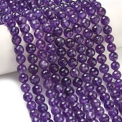Аметист Природный аметист нитей бисера, граненые, круглые, 8 мм, отверстие : 0.8 мм, около 51 шт / нитка, 15.55'' (39.5 см)