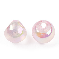 PeachPuff UV Plating Rainbow Iridescent Acrylic Beads, Round, PeachPuff, 14.5mm, Hole: 3mm