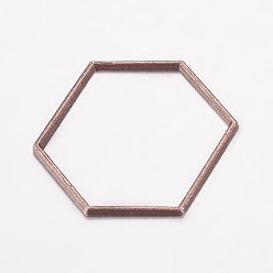 Красная Медь Соединительные колечки из сплава, шестиугольник, Красная медь, 26x22x1 мм