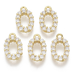 Letter O Латунные микро проложить кубического циркония прелести, без никеля , буквы, прозрачные, реальный 18 k позолоченный, letter.o, 13.5x8.5x2.5 мм, отверстие : 1.2 мм