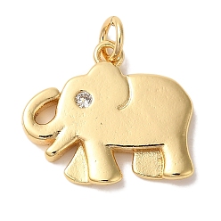 Настоящее золото 18K Стойка металлическая латунная микропрофилированная кубическая циркония подвески, письмо амулеты, без кадмия и без свинца, долговечный, слон, реальный 18 k позолоченный, 16x19x3 мм, отверстие : 1.2 мм