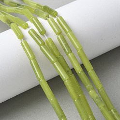 Нефрит Тайвань Тайвань природного нефрита бисер нитей, колонка, 13x4.5 мм, отверстие : 1.5 мм, около 29 шт / нитка, 15.35'' (39 см)