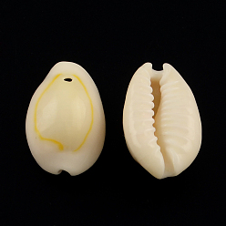 Seashell Color Natural Cowrie Shell Pendants, Oval Shell Charms, Seashell Color, 20~23x14~20x9~13mm, Hole: 1~2mm, about 400pcs/1000g(Just for Reference)