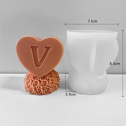 Letter V Food Grade Silicone Candle Molds, For Candle Making, Letter V, 5.9x7.1x8.9cm