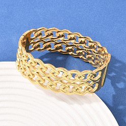 Золотой 304 браслеты из нержавеющей стали для женщин, ионное покрытие (ip), золотые, внутренний диаметр: 2-3/8x1-7/8 дюйм (6x4.9 см)