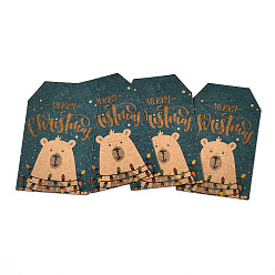 Разноцветный Бумажные подарочные бирки, хэндж теги, для декоративно-прикладного искусства, на Рождество, с медведем рисунком, красочный, 50x30x0.3 мм, отверстие : 5 мм