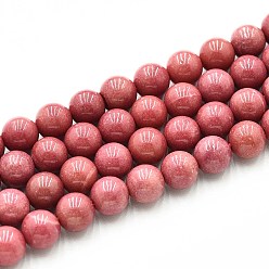 Светло-Коралловый Природного кварца нитей бисера, окрашенные, круглые, имитация губчатого коралла, свет коралловый, 6~6.5 мм, отверстие : 0.9~1 мм, около 60~63 шт / нитка, 14.96~15.35 дюйм (38~39 см)