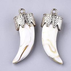 Льняное Полотно Акриловые большие подвески, с пластмассой ccb, Стиль имитация драгоценных камней, ножны, золотой свет, белье, 56x21x15 мм, отверстие : 3 мм