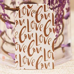 White Paper Gift Tags, Hange Tags, For Arts and Crafts, Valentine's Day, Rectangle with Word Love, White, 50x30x0.4mm, Hole: 3mm