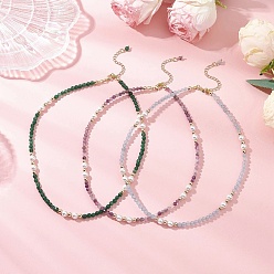 (52) Непрозрачная лаванда Ожерелья из белого нефрита и аметиста, с оболочкой шарик перлы, разноцветные, 16.81 дюйм (42.7 см), 3 шт / комплект