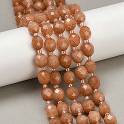 Верблюжий Натуральный Malaysia нефритовые бусы пряди, в форме риса, окрашенные, граненые, с бисером, верблюжие, 9~10x8~8.5 мм, отверстие : 1.2 мм, около 31~32 шт / нитка, 14.57'' (37 см) ~ 14.96'' (38 см)