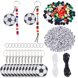 Mixed Color DIY Keychian Making Kits, include Iron Split Key Rings, 304 Stainless Steel Jump Rings, Acrylic Letter Beads,  Acrylic Pendants, Plastic Beads, Nylon Cord, Mixed Color, 49.5x1.5mm