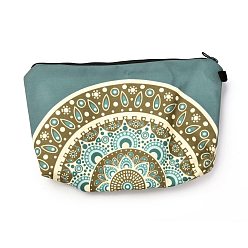 Светло-зеленый Коричневый Косметички на молнии из полиэстера, прямоугольник с цветочным узором, оливковый, 14.4x21.7x2.1 см