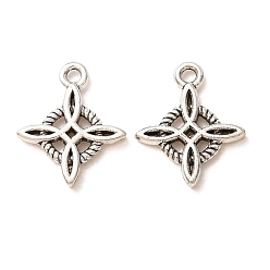 Plata Antigua Colgantes de la aleación de estilo tibetano, dijes de nudo romboidal, plata antigua, 18x15x2 mm, agujero: 1.8 mm, 1429 unidades / 1000 g