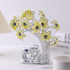 Шампанско-Желтый Голубые фигурки из смолы: дерево сглаза и слон, украшение для рабочего стола по фэн-шуй для домашнего офиса, шампанское желтый, 140x250 мм