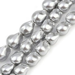 Серебро Гальванические стеклянные бусины, имитации жемчуга, самородки, серебряные, 16~18x13~13.5x13~13.5 мм, отверстие : 1.2 мм, около 29 шт / нитка, 15.75'' (40 см)