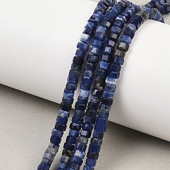 Содалитовое Природный содалит бисер нитей, граненые, шестиугольник, 4x4x2~2.5 мм, отверстие : 0.9 мм, около 156 шт / нитка, 15.24'' (38.7 см)