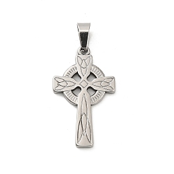 Нержавеющая Сталь Цвет 304 подвески из нержавеющей стали, крест с плоской круглой, цвет нержавеющей стали, 30x18x2 мм, отверстие : 6x3.5 мм