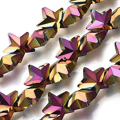 С Фиолетовым Покрытием Стеклянные бусины с гальваническим покрытием , звезда, с фиолетовым покрытием, 9.5x10x5.5 мм, отверстие : 0.9 мм, около 103 шт / нитка, 25.20 дюйм (64 см)