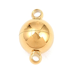 Golden 304 Stainless Steel Magnetic Clasps, Round, with Loops, Round Hole, Ion Plating(IP), Long-Lasting Plated, Golden, 20x12x12mm, Hole: 2mm