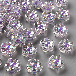 Лиловый Прозрачные акриловые бусины, бусина в бусине, AB цвет, цветок, сирень, 12x12.5x6 мм, отверстие : 2.5 мм, Около 893 шт / 500 г