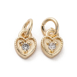 Light Gold Латунные микро проложить кубического циркония прелести, долговечный, сердце, золотой свет, 6x5x1.5 мм, отверстие : 2.3 мм
