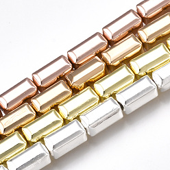 (52) Непрозрачная лаванда Гальванизировать немагнитных синтетический гематит бисер пряди, кубоид, разноцветные, 8x4x4 мм, отверстие : 1 мм, около 51 шт / нитка, 16.1 дюйм