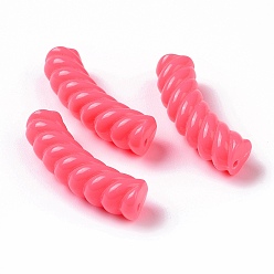 Ярко-Розовый Непрозрачные акриловые бусины, твист, изогнутая трубка, ярко-розовый, 33x12x8.5 мм, отверстие : 1.6 мм, Около 308 шт / 500 г