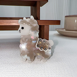 Серый Симпатичные заколки для волос из ацетата целлюлозы из альпаки, со стразами, аксессуары для волос для женщин и девочек, серые, 60x45 мм