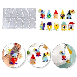 Белый Силиконовые формы для подвески в виде гнома с морской тематикой, формы для литья смолы, для уф-смолы, изготовление изделий из эпоксидной смолы, белые, 216x164x6 мм, отверстие : 1.5 мм, внутренний диаметр: 78~81x40~51 мм