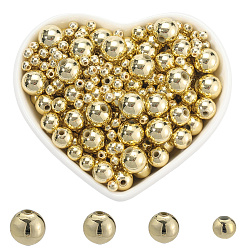 с Золотистым Покрытием 1000шт 4 стили бусины из АБС-пластика, экологичные гальванические бусины, круглые, с золотым покрытием, 4~10 мм, отверстие : 1.4~2.3 мм