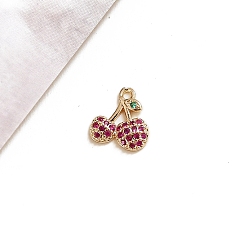Фуксиновый Латунные микро проложить кубического циркония прелести, фрукты, красно-фиолетовые, 9x10 мм