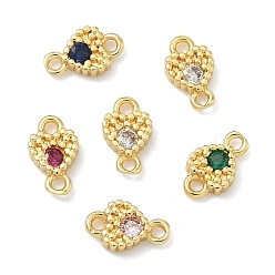 (52) Непрозрачная лаванда Подвески-сердечки с кубическим цирконием из латуни, без кадмия и без свинца, долговечный, стойки покрытие, реальный 18 k позолоченный, разноцветные, 7x4.5x1.5 мм, отверстие : 1 мм