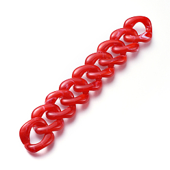 Rot Handgefertigte Acryl-Bordsteinketten, verdrillten Kette, Nachahmung Edelstein, für Schmuck machen, rot, Link: 31.5x29.5x5.5 mm, ca. 39.37 Zoll (1 m)/Strang