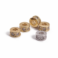 (52) Непрозрачная лаванда Латунные микро проложить кубических циркония шарики прокладки, плоско-круглые, разноцветные, 6x3.5 мм, отверстие : 2.5 мм