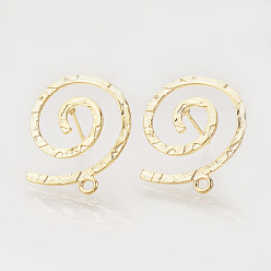 Настоящее золото 18K Изделия из латуни, с петлей, вихревые, без никеля , реальный 18 k позолоченный, 24x22 мм, отверстие : 1.5 мм, штифты : 0.8 мм