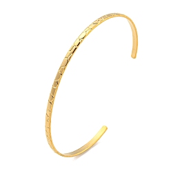 Настоящее золото 18K Текстурированный браслет с ионным покрытием (IP) 304 из нержавеющей стали для женщин, реальный 18 k позолоченный, внутренний диаметр: 1-7/8x2-3/4 дюйм (4.7x7 см)